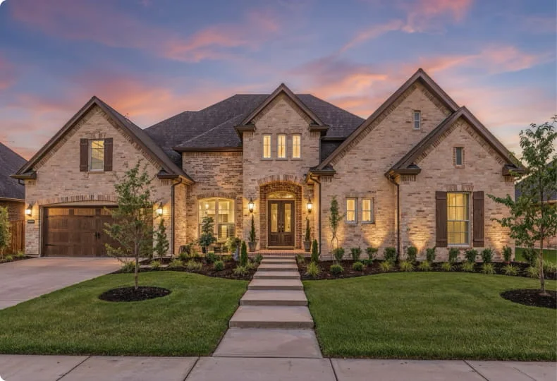 A Houston-area home with a landscaped front entry